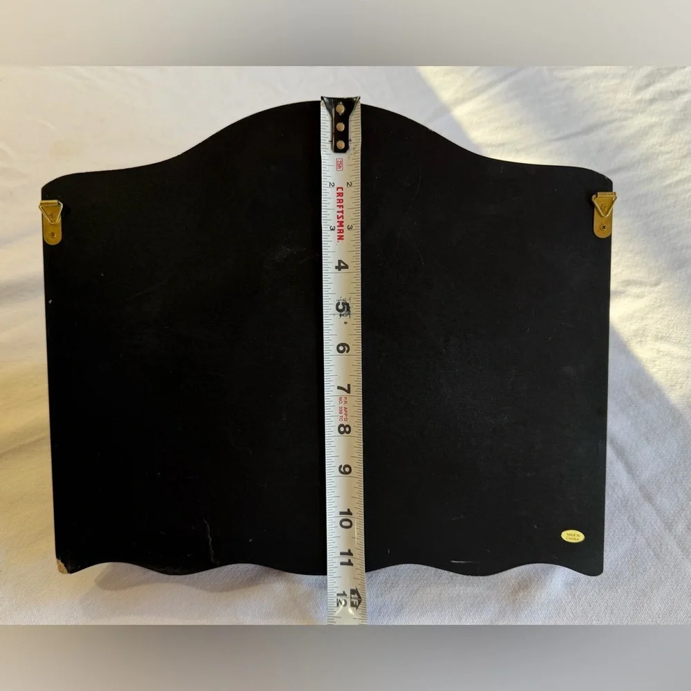 VTG Wall-Mounted Black Wooden Organizer with Hooks and Drawers